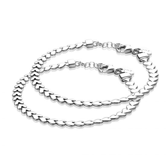 ZINZI Set aus 2 silbernen Armbändern Herz 4,5mm breit ZIA1798-SET