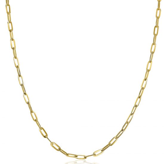 ZINZI silberne Kette 14K gelb vergoldet paperclip Glieder 2,7mm breit 45cm ZIC2150G