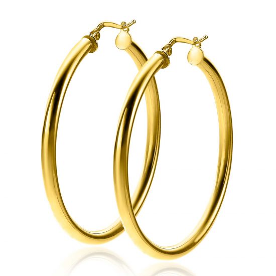 ZINZI silberne Ohrringe 14K gelb vergoldet 46x3mm rund ZIO2180G