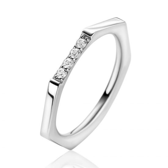 ZINZI zlv. aanschuifring 6 hoeken en zirconia's mt.60