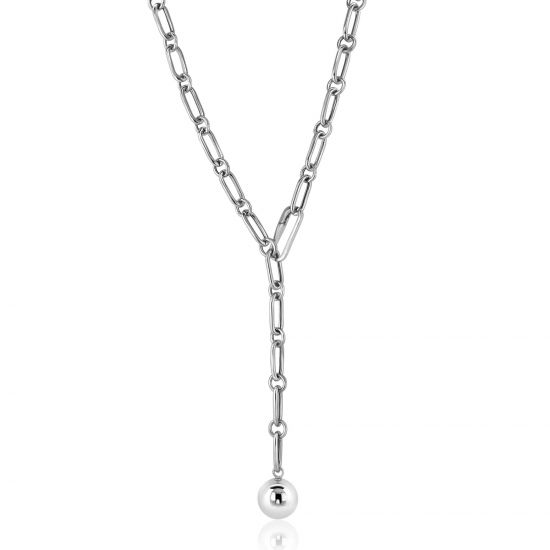 ZINZI zlv. Y-collier verstelbaar met zlv.bal 55cm