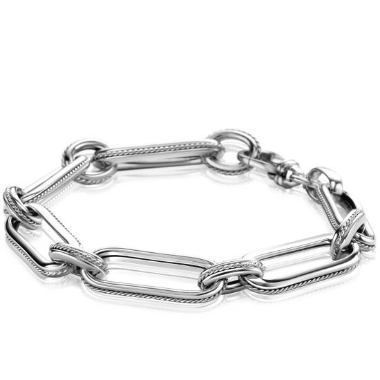ZINZI zlv. armband grove schakels gedraaid randje