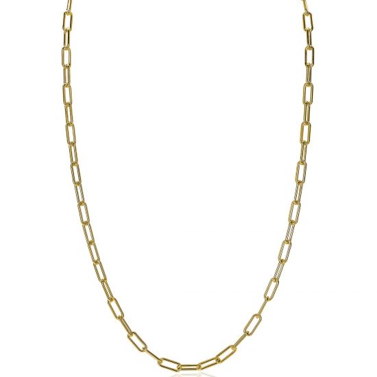 ZINZI silberne paperclip Glieder Kette 14K gelb vergoldet 45cm 3,5mm breit ZIC2202G