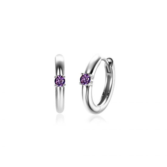 ZINZI zlv. oorringen birthstones amethist cz