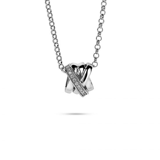 ZINZI silberne Kette überkreuz weiß 42cm ZIC1791S