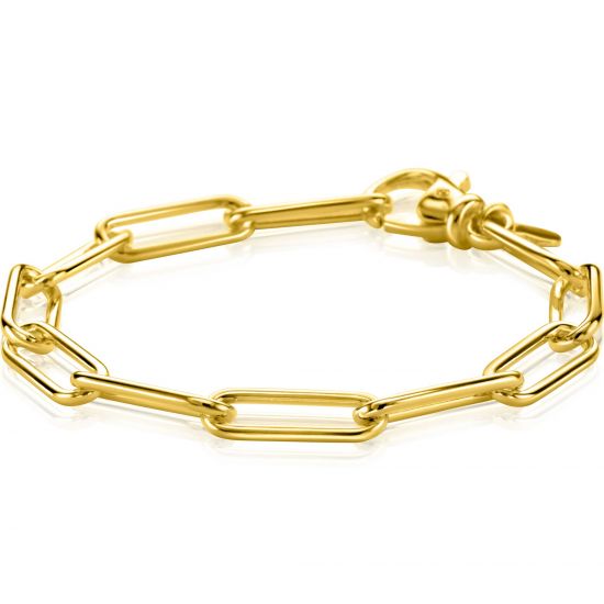 ZINZI zlv. armband gg.verg. paperclip ronde buis