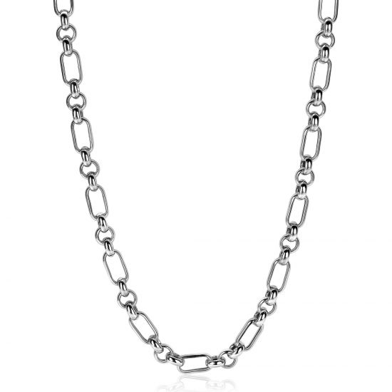 ZINZI silberne Gliederhalskette oval und Jasseron Glieder 45cm ZIC2154