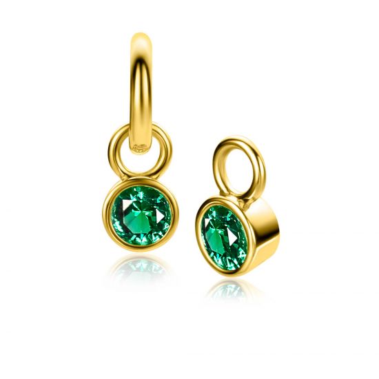 ZINZI zlv.oorbedels gg.verg. birthstones smaragd cz