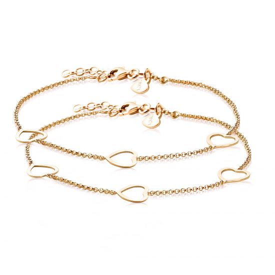 ZINZI Set aus 2 Silberarmbändern mit gelb vergoldetem Herz 17-20cm ZIA1188G-SET
