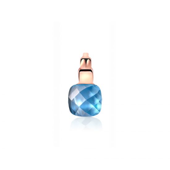 ZINZI silberner quadratischer Anhänger rosé vergoldet blau ZIH1111B
