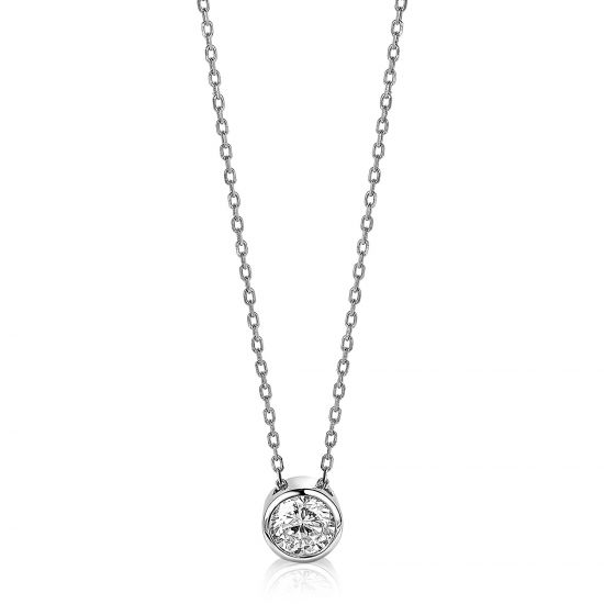 "ZINZI silberne Kette mit Anhänger rund  weiß 40-45cm ZIC1775"