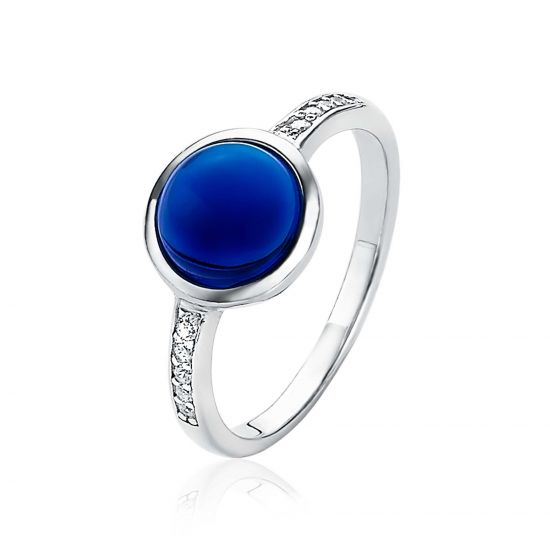 ZINZI silberner Ring rund blau weiß ZIR1871