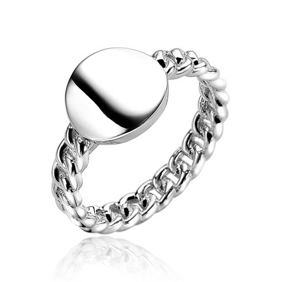"ZINZI silberner Ring Gourmet rund glatt Platte ZIR1783"