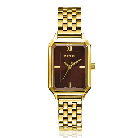 Zinzi Allure horloge 30mm gold w.plt bruin/stl band