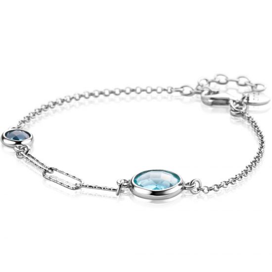 ZINZI zlv. armband fantasie met blauw tinten zirc.