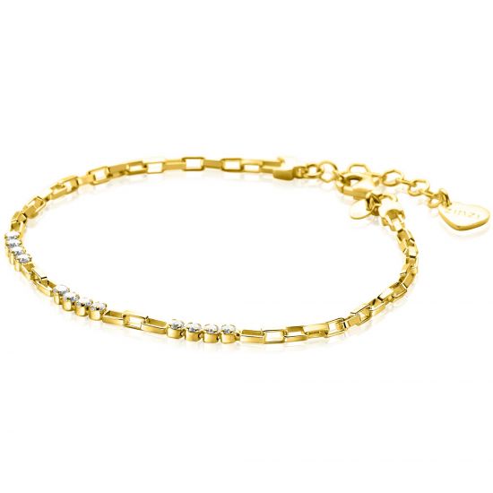 ZINZI vergoldetes Silberarmband mit venezianischen Gliedern und weißen Zirkoniasteinen 17-20cm ZIA-BF102