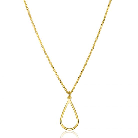 ZINZI vergoldete Silber Jasseron-Kette mit tropfenförmigem Anhänger (10 mm), 42-45 cm ZIC2635