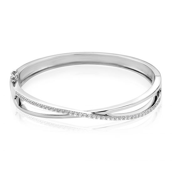 ZINZI silbernes Sklavenarmband überkreuz  weiß ZIA1569