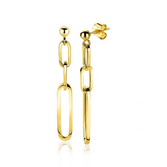 ZINZI silberne Ohrhänger 45mm in 14K gelb vergoldet mit ovalen closed for ever Glieder ZIO1990G