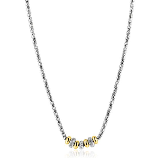 ZINZI zlv. collier bic popcorn met donuts glad/zirc.