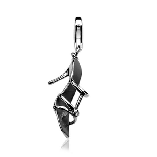 Zinzi silberner Anhänger Sandale schwarz CHARMS163