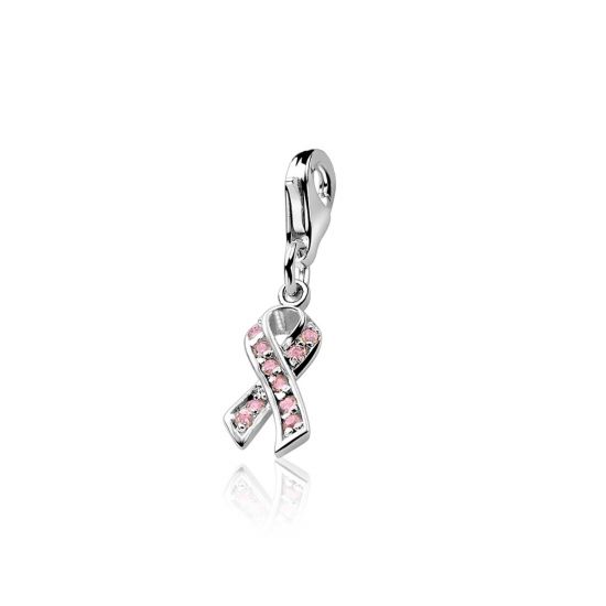 Zinzi silberner Anhänger rosa Schleife CHARMS209