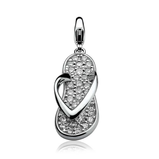 Zinzi silberner Anhänger Slipper weiß CHARMS280