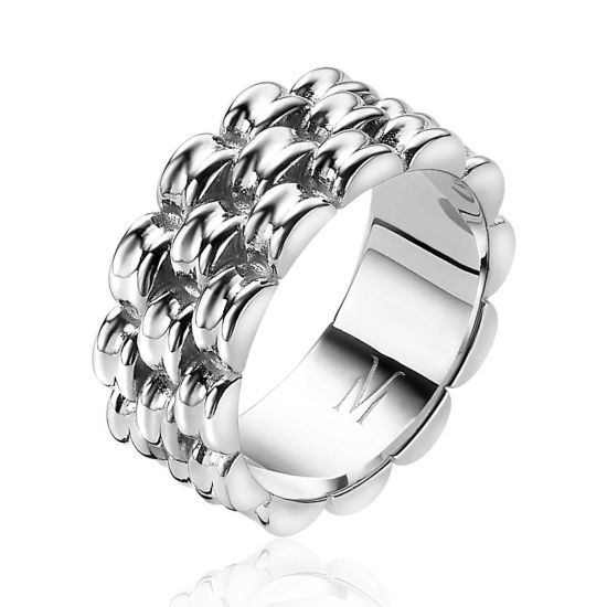 "Mart Visser by ZINZI Silberner breiter Gliederring 8mm breit MVR22"