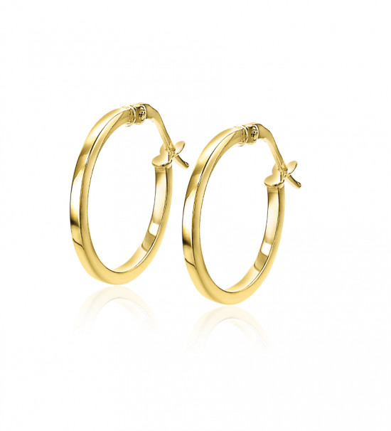 ZINZI Gold 14 Karat goldene Ohrringe viereckig rohrförmig 15 x 1,5mm ZGO305