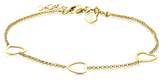 ZINZI silbernes Armband gelb vergoldet Herz 17-20cm ZIA1188G