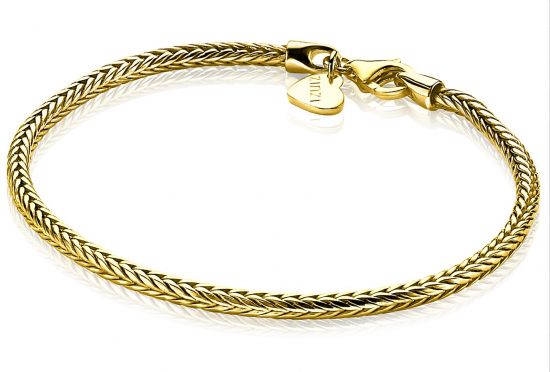 ZINZI silbernes Gliederarmband gelb vergoldeter Fuchsschwanz 3mm breit 19cm ZIA1287G