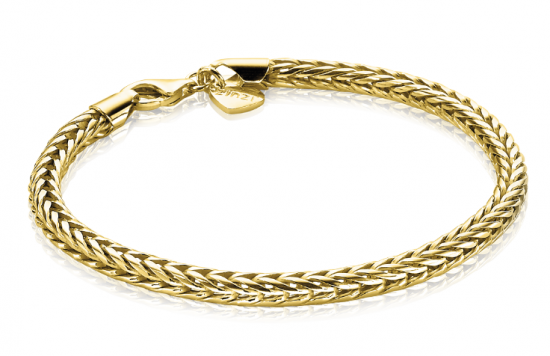 ZINZI silbernes vossenstaart Armband 14K gelb vergoldet 4mm breit ZIA1925G