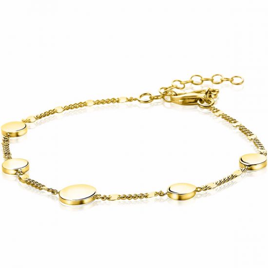 ZINZI silbernes Armband 14K gelb vergoldet runde Plättchens mit Gourmet Glieder 17-20cm ZIA2158G