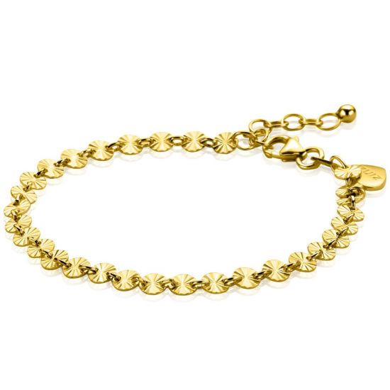 ZINZI zlv. armband gg.verg.gediamanteerde rondjes