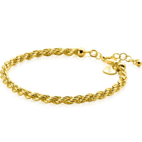 ZINZI zlv. armband geel verguld koord 4mm