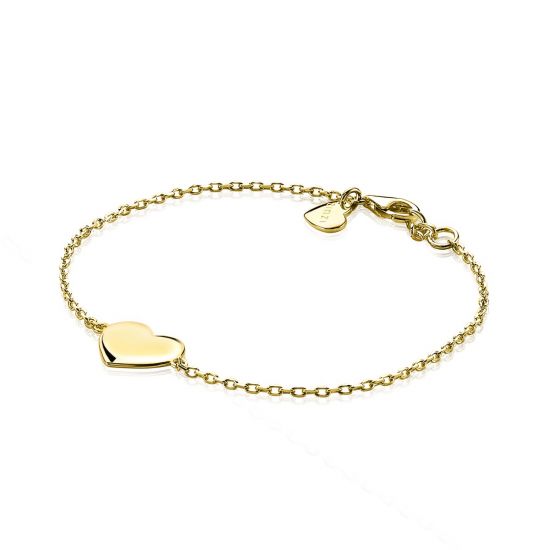 ZINZI zlv. armband geel verguld met hart plaatje