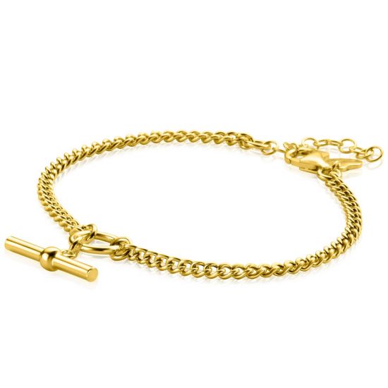 ZINZI zlv. armband gg.verg. grmt. met t-bar hanger