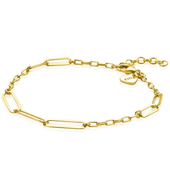 ZINZI zlv. armband gg.verg. paperclip schakels