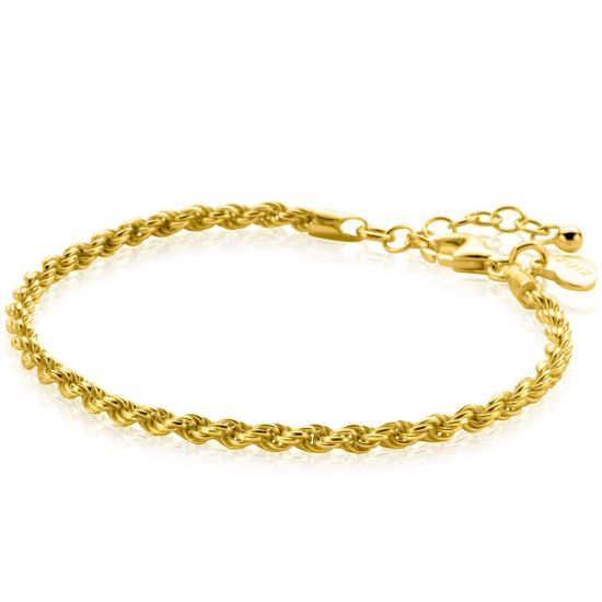 ZINZI zlv.  koord armband geelgoud verguld 3mm