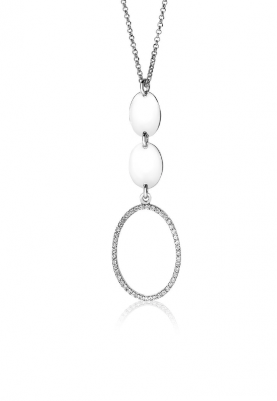 ZINZI silberne Kette mit Anhänger oval 42,5-45cm ZIC1698