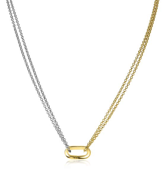 ZINZI silberne Bicolor-Kette 45cm ovaler Schließring in 14K Gelb vergoldet ZIC2060