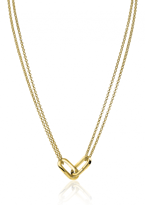 ZINZI silberne zweifarbige Kette 14K gelb vergoldet ovaler Verschlussring ZIC2215G