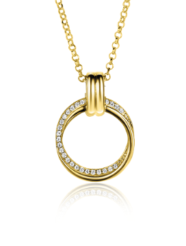 ZINZI Silberkette 45cm in 14K Gelbgold mit rundem Anhänger 22mm ZIC2266Y