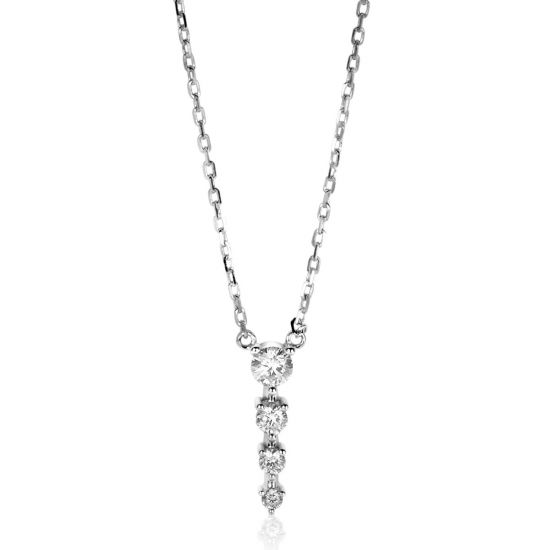 ZINZI zlv. collier met 4 zirconia's aflopend 45cm