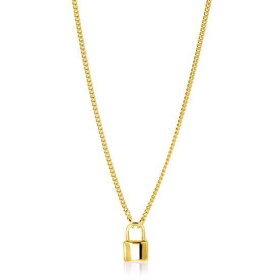 ZINZI zlv. collier gg.verg. gourmet met slotje hanger