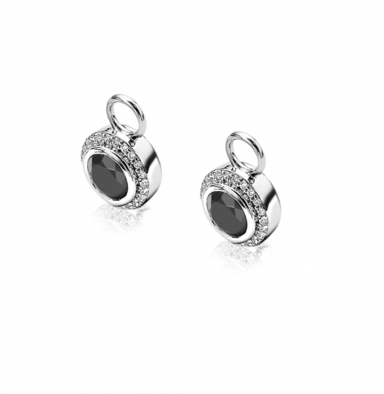 ZINZI silberne Ohrhänger rund schwarz 11mm ZICH1244Z
