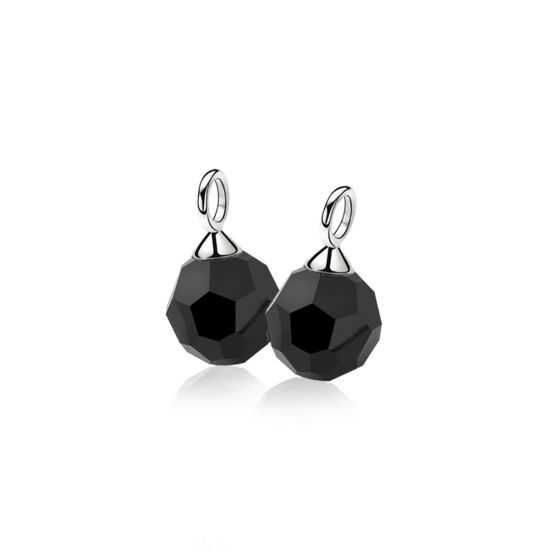 ZINZI zlv. creoolhangers zwarte bead rond 10mm