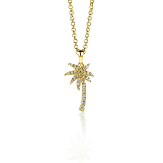 ZINZI silberner Palme Anhänger 14K gelb vergoldet  weiß 18mm ZIH2083