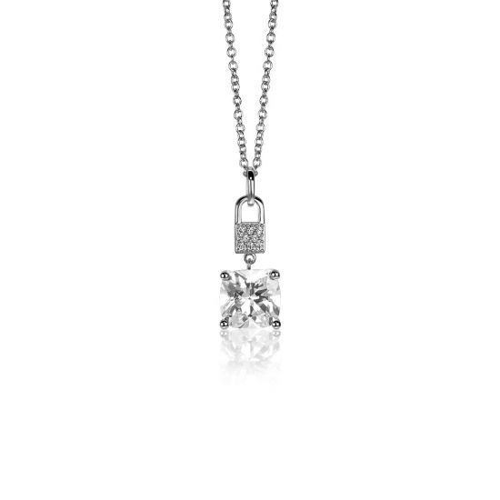ZINZI Silberanhänger mit quadratischen weißen Zirkonia- und Pavé-Fassung 24mm ZIH2268