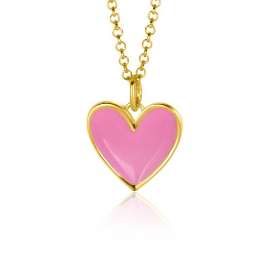 ZINZI zlv. hanger hart geel verguld roze